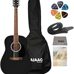 Fender FA-25 Acoustic Guitar Dreadnought with Gig-Bag, Polishing Cloth, Strap, Picks & E-Book - Black-image-4