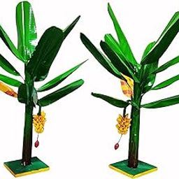 Sri Yagnaa - Artificial Banana Tree for Pooja - Metal Banana Trees for Decoration (24 Inches)-image-4