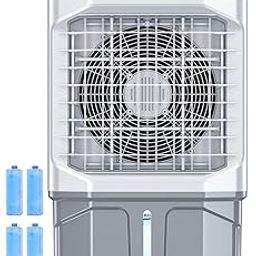 HIFRESH Air Cooler for Room Cooling, 29Ft Powerful Air Throw Portable Fan, 20L Ice Chamber, 3-Side Honeycomb Pads, 4 Ice Packs, Auto Rotation, Personal Air Cooler for Home, Low Power Consumption-image-5