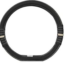 Soft X Premium Faux Leather Car Steering Wheel Cover | Flat Bottom (D Shape) Breathable Anti Slip Steering Cover for Untlimate Comfort & Style (Black-Beige)-image-29