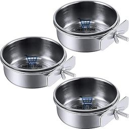 THE DDS STORE 3 Pieces 300.ML Bird Feeding Dish Cups Stainless Steel Parrot Feeding Cups Animal Cage Water Food Bowl Bird Cage Cups Holder with Clamp Holder for Bird Parrot Water Food Dish Feeder-26