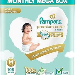 Pampers Premium Care Pant Style Baby Diapers | Medium (M size) | 108 Count | Voted India's Softest | All-in-1 with 360 Cottony Softness Diapers | 7-12kg-11