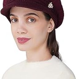 Woolen Winter Cap for Women Girls, Soft & Warm Visor Beanie Hat (Free Size, 4175)-image-37