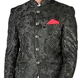 wintage Men's Emroidered Velvet Green Bandhgala-picture-25