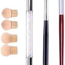 Ombre 3pcs set Nail Art Brush Set Wooden Gel Builder Brush Double Head Nail Gradient Shading Pen With 4 Replaceable Sponge Heads Manicure Tools-image-21