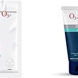 O3+ Facialist Dtan Face Sheet Mask (30g) & O3+ ALPHA MEN Acno D-TAN Scrub With Hyaluronic & Mint 50g - Detan Scrub for TAN removal Combo-48