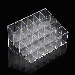 NYALKARAN Cosmetics Lipstick Lip Gloss Nail Polish Organizer 24 Grid Squares Holder Stand(Plastic), Transparent-18