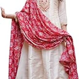 Classic Red & Ivory Ethnic Dress for Women – Embroidered Silk Ensemble with Dupatta-image-50