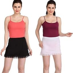 Cotton Rich Short Skirt Slip for Women| Skirt Slip | Women's Half Slip (Pack of 2)-image-68