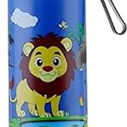 PEXPO Sonnet 700 Insulated Stainless Steel Water Bottle for Kids - 500ml, Blue | Narrow Mouth Cap | for School, Home, Sports, Travel - Lion Printed-image-85