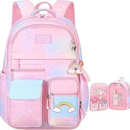 � School Backpacks for Girls & Boys Stylish Durable Water Resistant Kids Bag Burden Relief Cartoon School Bags for Kids Birthday Gift Backpack for School, Picnic (6-12 Years Old) - Pink-picture-10