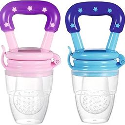 ROFORUF Baby Food Feeder Pacifier, Silicone Fruit Feeder Teethers for Babies, Teether for New Born, BPA-Free Silicone Pouches (Multi Color Pack of 2)-20
