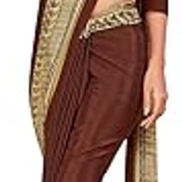 Navy Blue and Beige Women's Premium Italian Silk Plain Gaala Border Uniform Sarees for Students With Blouse Piece-picture-43