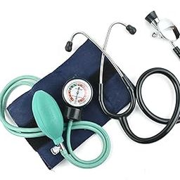 Dishan Dial Watch Type Pressure Reading Aneriod Sphygmomanometer Apparatus with H.Das Stethoscope, Bp Monitor (Green)-13