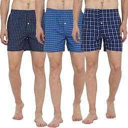 Men's Checked Pure Compact Cotton Boxer Shorts Pack of 3 | Elasticated Waistband | Back Pocket | Regular Fit | Mens Boxers-image-88