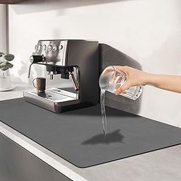 Dish Drying Mats for Kitchen Counter, Waterproof Coffee Mat for Countertop, Under Sink Mats, Coffee Bar Mat Accessories (Deep Gray, 12"*19")-image-18