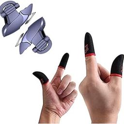 NOCXTUN PRO Combo Of Best PUBG Trigger Mobile Gaming Controller Sensitive Aim Fire Red Black Triggers L1 R1 Button Mobile Gamepad Finger Sleeve for Pubg/Free Fire/Cod Mobile (Multicolour)-1