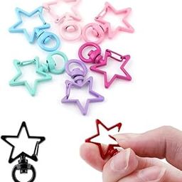 EVALUEMART Pack of 10 Metal Star Shape Lobster Clasp Hooks Key Rings Connectors for DIY Keychain Crafts Jewelry Making Findings Accessories- Mix Colour-image-70