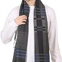 Men Geometrical Grey and Navy Muffler-image-116