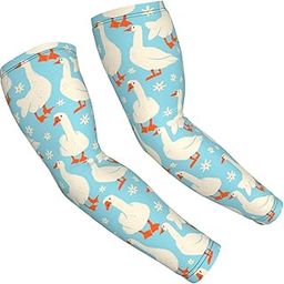 White Geese and Flower Arm Sleeves Cooling UV Sun Protection Sports Compression Sleeves for Men Women Golf Basketball Arm Sleeves-image-70