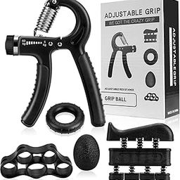 SHREE VALLV Hand Grip Strengthener Workout Kit (5 Pack), 2 Forearm Non-Slip Grip Adjustable Resistance Hand Gripper, Finger Stretcher, Grip Ring & Stress Relief Grip Ball for Athletes.-picture-30