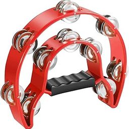 DEVICE OF URBAN INFOTECH Tambourine Musical Instrument Half Moon Double Row Metal Jingles Hand Percussion Dafli with Grip Handle, Tambourines for Adults, Party, Gift (multi colors)-picture-16