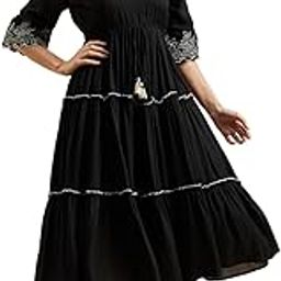Black Embroidered Two Tiered Dress-image-11