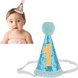 BabyMoon Glitter Sparkle Princess 1st Birthday Hat with Blush Chiffon Embellished Flowers for Cake Smash Party Supplies Photography Props-image-37