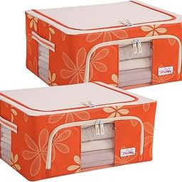 BlushBees Living Box - Closet Organizer Cloth Storage Boxes for Wardrobe - 44 Litre, Pack of 2, Orange (AR-2085)-picture-13