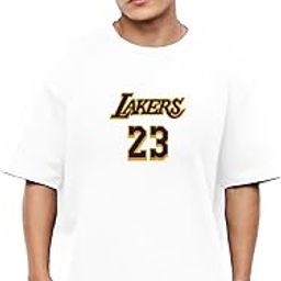 Men’s Oversized Printed T-Shirt | 100% Cotton | Fun & Quirky Graphic Tee | Casual Loose Fit (Art Lakers 23)-image-13