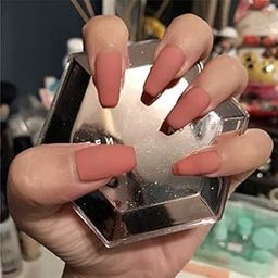 Secret Lives® acrylic press on nails designer artifical nails extension apricot color 24 pieces set with glue sheet-image-95
