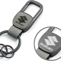 GH GENERIC HUB Luxury Leather Car Keychain with Carabiner Clip – Metal & Leather Key Holder with Laser-Printed Logo, Detachable Rings – Stylish Key Organizer Compatible with Su-zu-k-ii-image-99