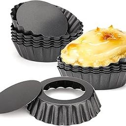 BAKEFY 4 INCH Pie Tart Mould, 6 Piece Mini Tart Pans Removable Bottom, Cupcake Cake Muffin Mold Tin Pan Baking Tool, Reusable Bakeware Carbon Steel for Pies,Quiche,Cheese Cakes,Desserts-22