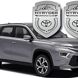 Carlooks HYRYDER Owners Club Emblem Sticker for Cars, This can be Used on Fenders Doors Dickey Set of 2 pcs for All Cars_Silver_ Black-image-84