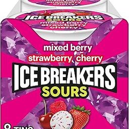ICE BREAKERS Sours Mints, (Mixed Berry, Strawberry, Cherry), Sugar Free, 1.5 Ounce Container (Count of 8)-image-15