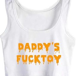 Cumslut Sleeveless Daddy's Fucktoy Breeding Cum Slut Hotwife Crop Top Cotton Vest Tank Top-image-72