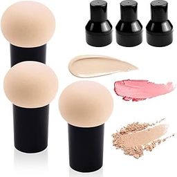 Mushroom Makeup Sponge Cosmetic Blender Puff Latex Free Face Sponge Beauty Puff Makeup Brush Sponge with Handle Case for Concealer BB Cream Foundation Makeup Tools (3 Pack, Skin Color)-image-12