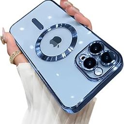 Vonzee Electroplating Transparent Clear Logo Tpu Cover For Iphone 13 Pro Max Case 6.7 Inch, For Magsafe, Full Body & Individual Camera Protection For Each Lens For Men & Women (Sierra Blue)-image-98