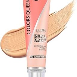 Colors Queen Real Base Oil Free Foundation | Matte Finish, Long Lasting & Lightweight Formula | Easy to Blend, Buildable Coverage | Waterproof Foundation for Face Makeup (01 - Classic Ivory, 40ml)-image-26