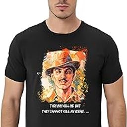 Bhagat Singh Quote Graphic T-Shirt, Black Cotton, Indian Patriotic Design-image-35