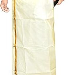 (FRD Men's Cotton Welcro Pocket Dhoti, Gold Zari border/Adjustable for all Waist (28-44) Inches-image-92
