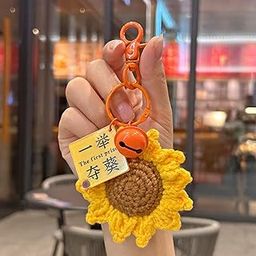 Cute Creative Handmade Woolen Sunflower Design Keychain for Girls and Women | Ideal Keyring for Home, Student School Bags Decoration, Purse, handbag, Car/Bike & Best Birthday Gift-image-37