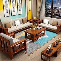 NKF CARVE® Wooden 7 Seater Sofa Set for Living Room | Seven Seater Sofa for Office & Lounge | 3+2+2 Seater Sofa Sets for Home | Sheesham Wood, Honey Finish-image-19
