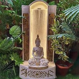 SEPBORN Jharna Buddha Water Fountain, Decorative Tabletop Statue, Resin Fiberglass, Brown & White, Indoor & Outdoor, 30cm H x 20cm W-image-41