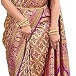Women's Trendy Banarasi Woven Saree with Heavy Jacquard Work, Elegant Design, Silk Saree with Maching Lace Border Unstitched Blouse Piece for Weddings & Festive Occasions-image-39