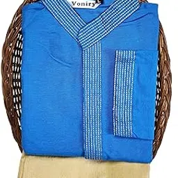 voniry Men Cotton Embroidery Kurta Golden Pajama Set-picture-0