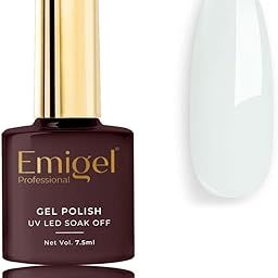 Emigel Professional UV Translucent Gel Polish - 013 - MILKY WHITE | Cured With UV LED Lamp | Super Glossy Finish | Quick Drying Nail Polish (7.5ml)-picture-42