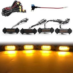 Guance 4pcs Amber Yellow Led Light Offroad Car Grille Led Light Pickup Truck Front Hood Led Running Light Compatable with For verna fluidic grill 2014 model(4 Pcs, Amber Color)-image-33