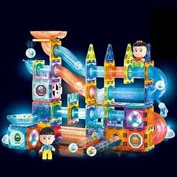 Happy Hues® Light Magnetic Tiles- Building Blocks for Kids 3D STEAM Educational Toys, Magnetic Marble Run/Toys for Kids Age 3 +Year Old Boys Girls Creative Gift (142 Pcs Magnetic Tiles)-picture-14