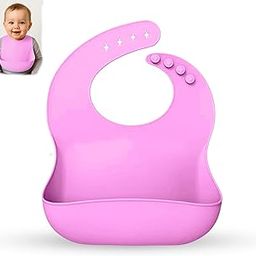 GLUN® Silicone Bib Comes with built-in Crumb Catcher, Pack of 1 Pink Colour, Easily Wipes Clean Comfortable Soft Baby Bibs, Less Time Cleaning after Meals with Babies or Toddlers-image-89